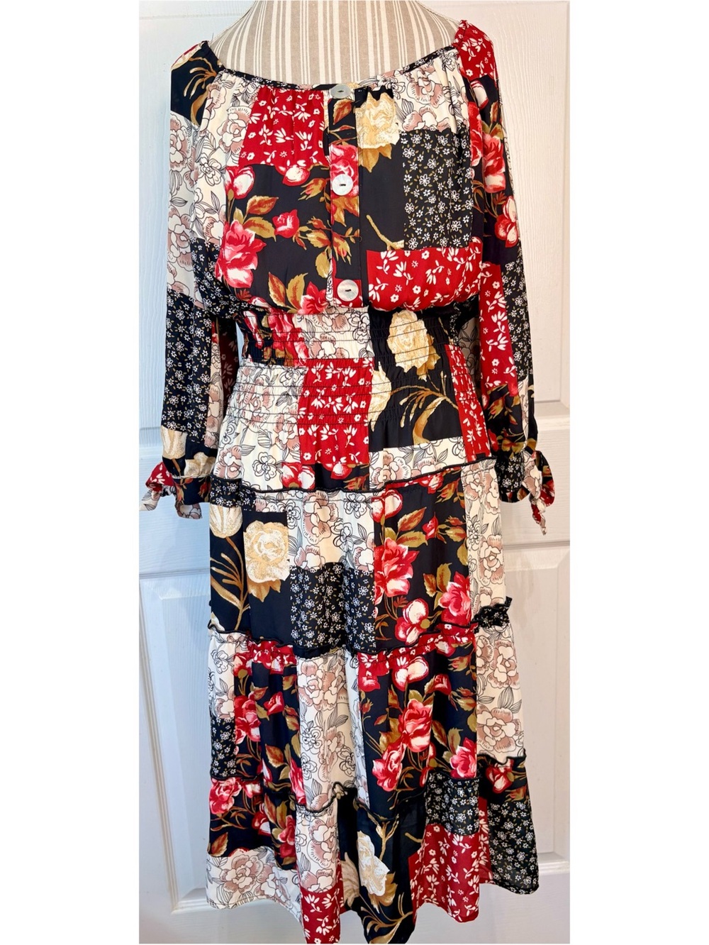 Hope Springs Smocked Tiered Patchwork Fairy Cottage Boho Hippie Dress NWOT 2X